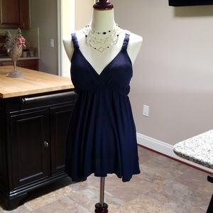 sleeveless crochet top.